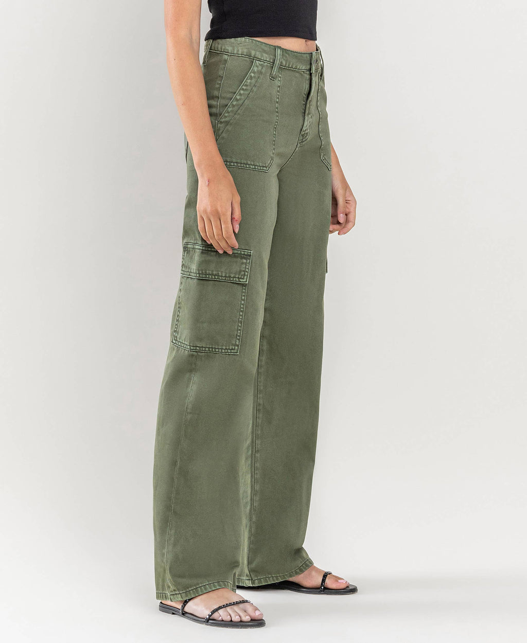 HIGH RISE UTILITY CARGO WIDE JEANS Vervet