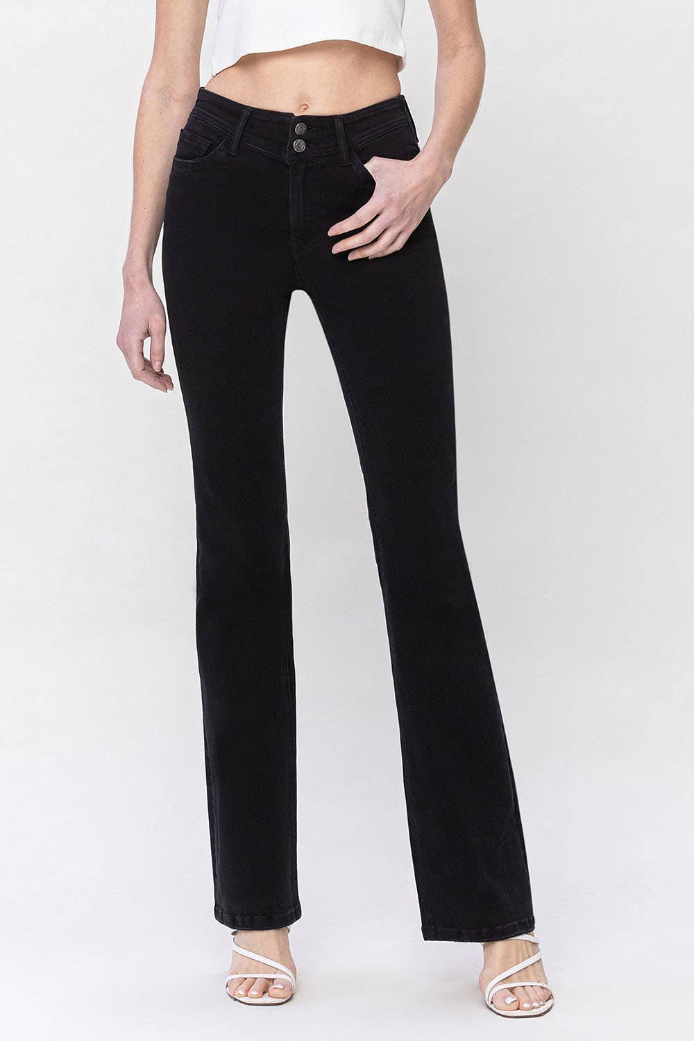 HIGH RISE V PANEL DETAIL BOOTCUT JEANS Vervet