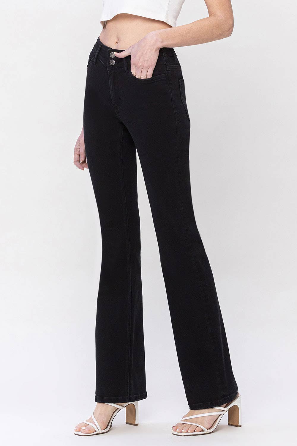 HIGH RISE V PANEL DETAIL BOOTCUT JEANS Vervet