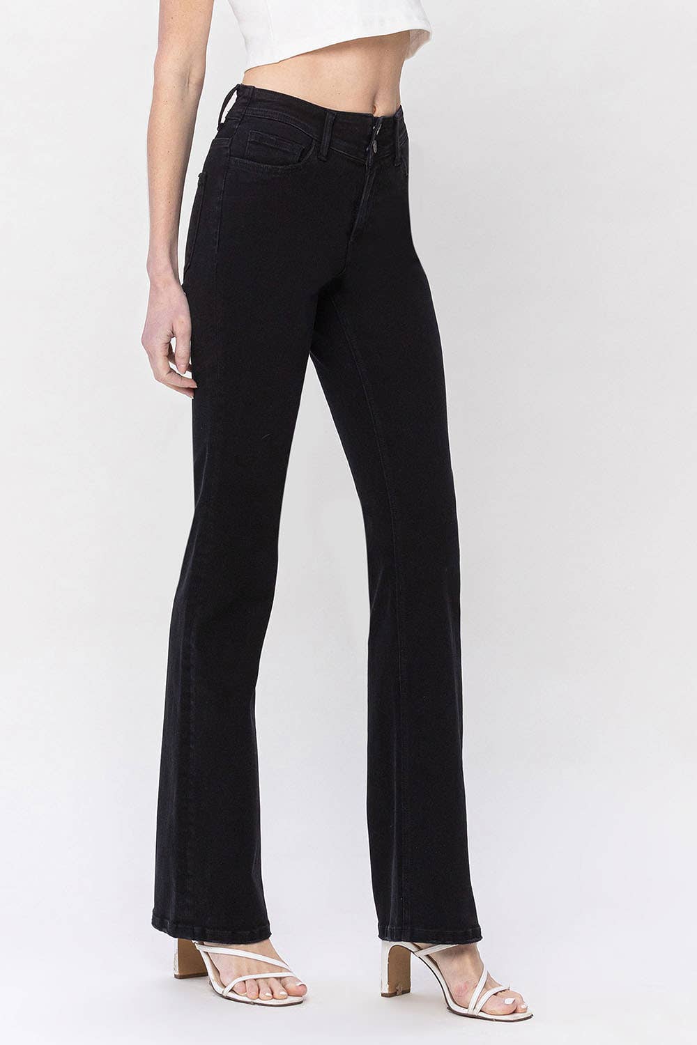 HIGH RISE V PANEL DETAIL BOOTCUT JEANS Vervet