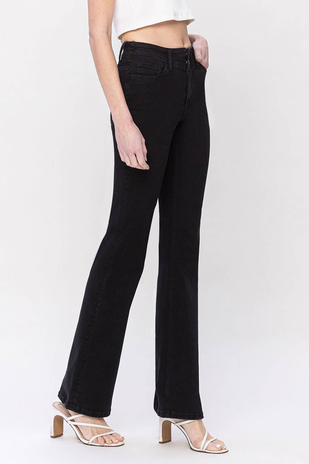 HIGH RISE V PANEL DETAIL BOOTCUT JEANS Vervet