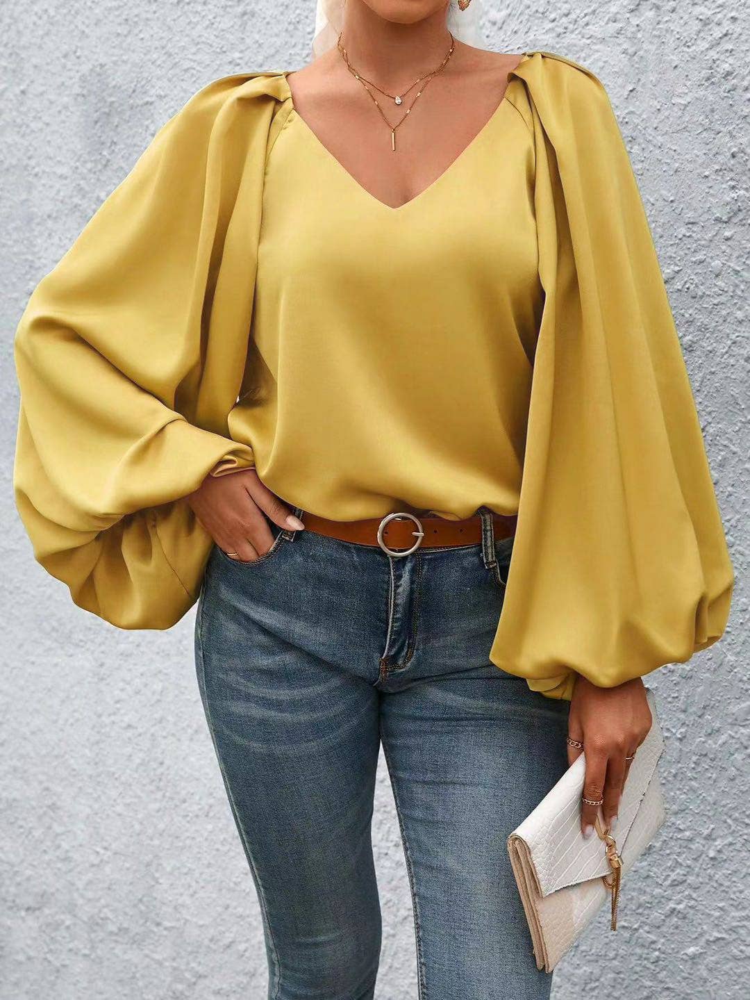 Lantern Sleeve Blouse: