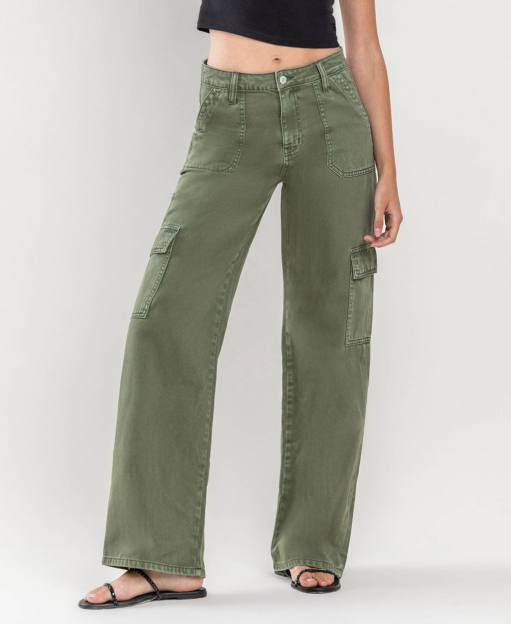 HIGH RISE UTILITY CARGO WIDE JEANS Vervet