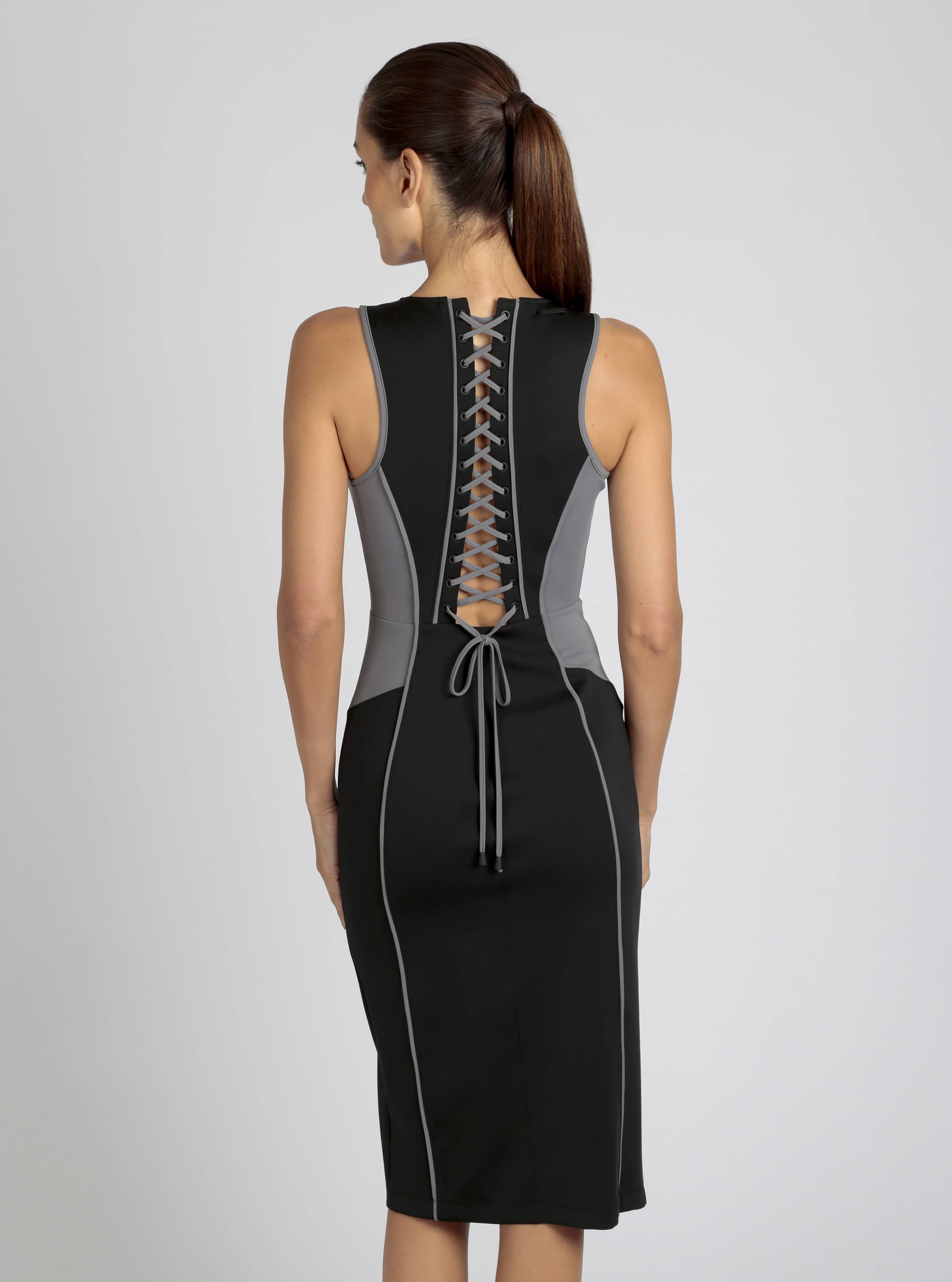 Lace Back Dress - Black Colorblock (JLS)