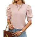 Puff short sleeve crew knit top