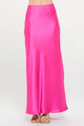 Fuchsia Silky Satin Maxi Skirt