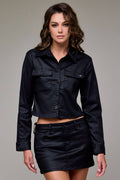 Coated Fitted Button Up Shirt