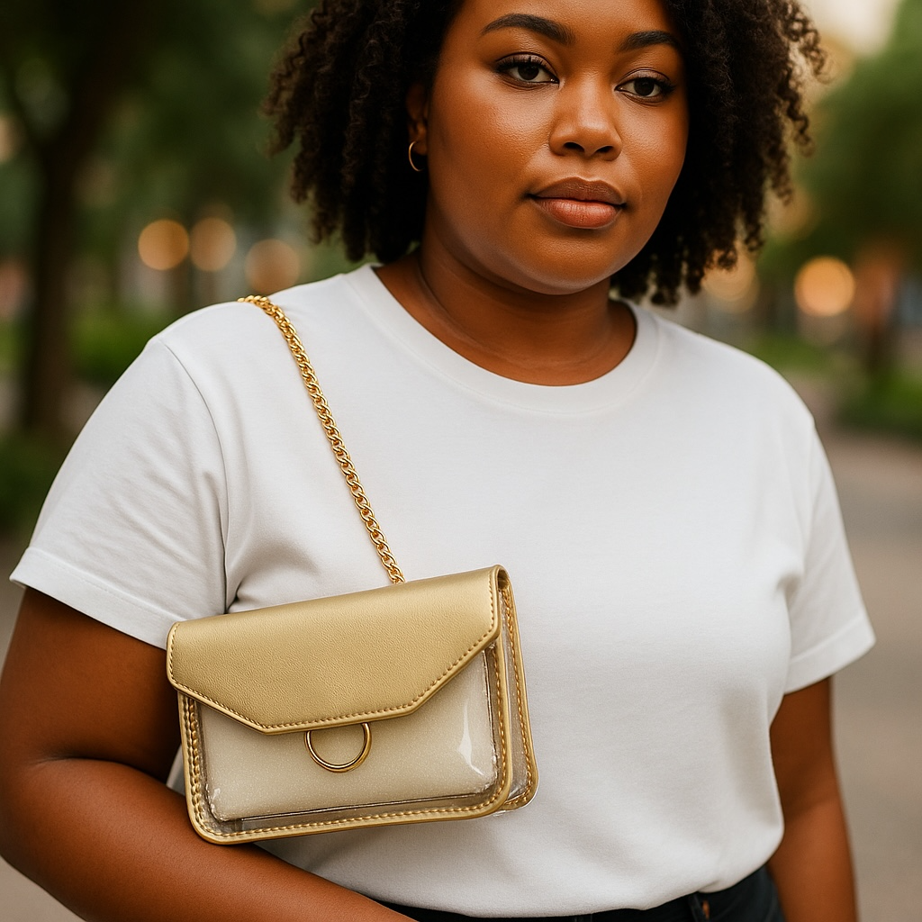 ✨ Clear Gold Crossbody Purse – Chic, Stylish, and Security-Friendly