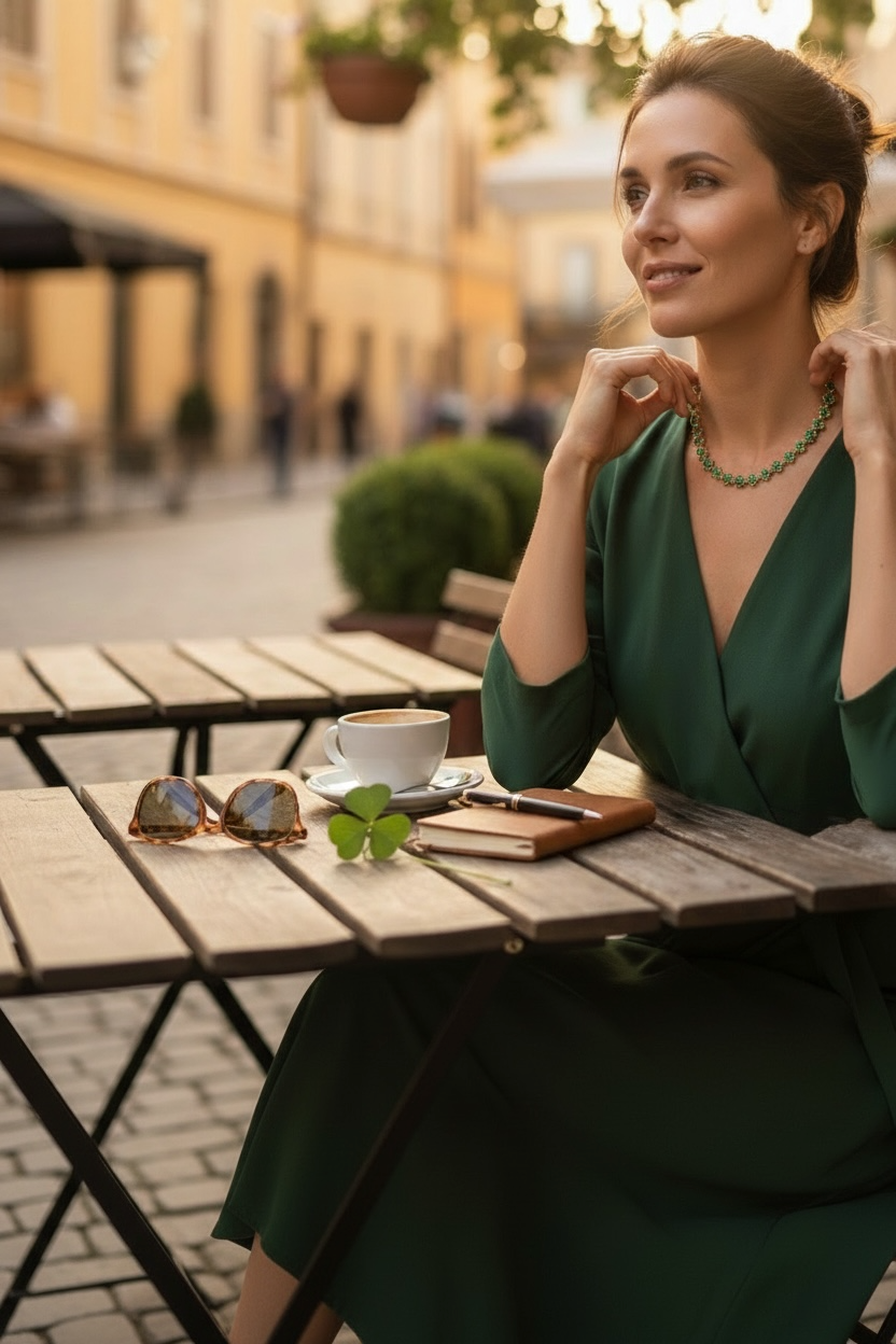 Emerald Clover Tennis Necklace