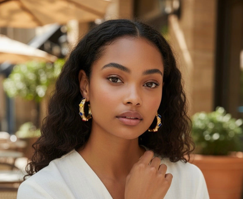 Gold Hoop Statement Earrings