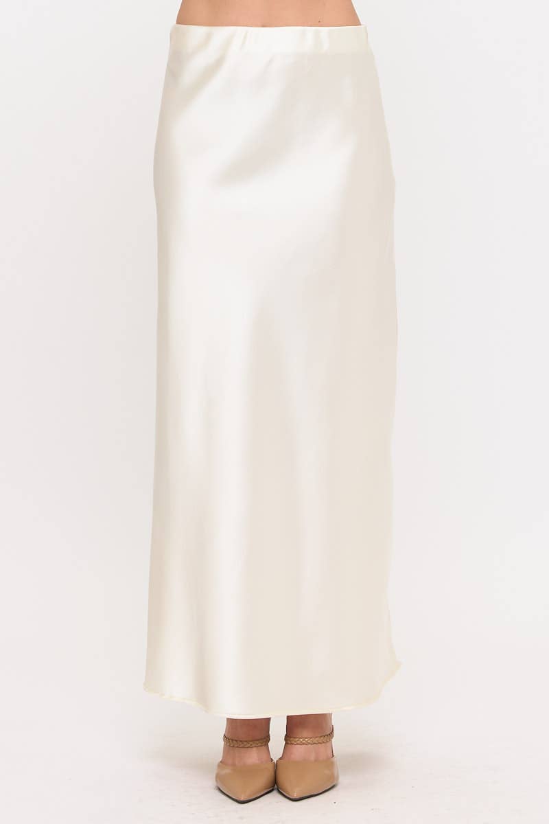 Light Butter Silky Satin Maxi Skirt