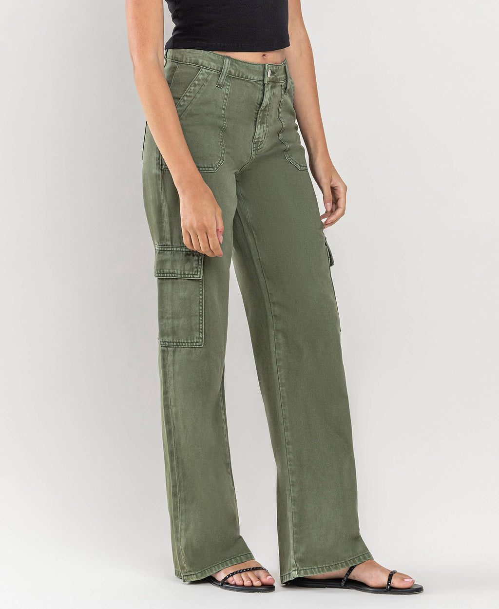 HIGH RISE UTILITY CARGO WIDE JEANS Vervet
