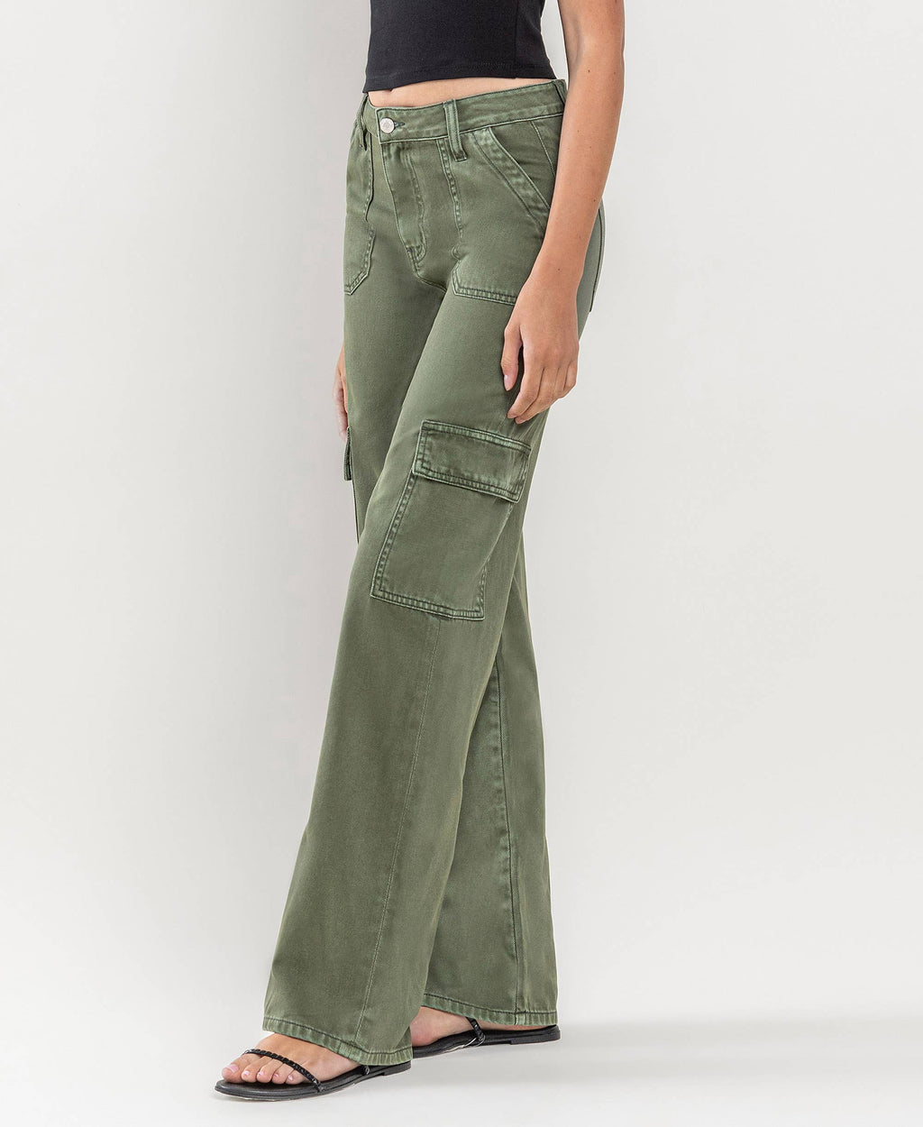 HIGH RISE UTILITY CARGO WIDE JEANS Vervet