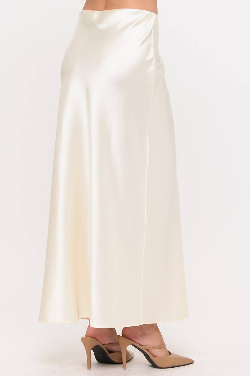 Light Butter Silky Satin Maxi Skirt