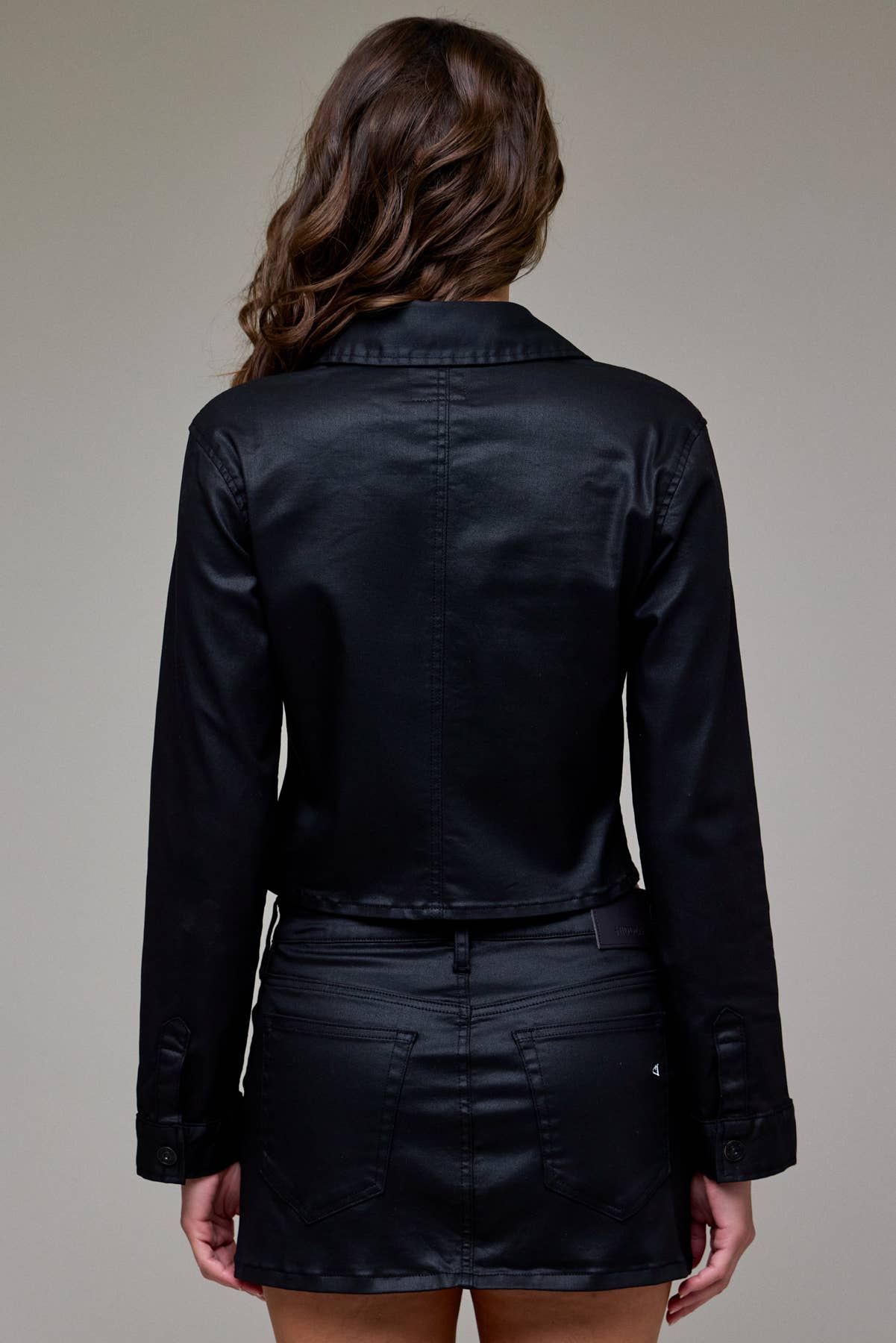 Coated Fitted Button Up Shirt