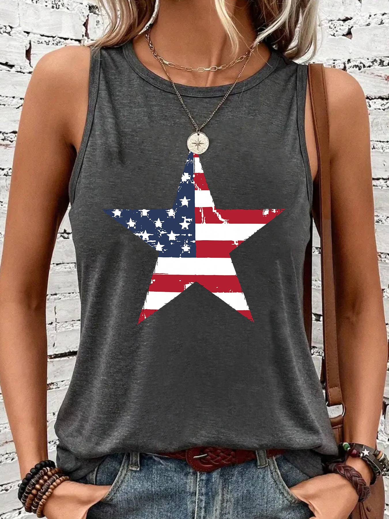 Independence Day Star Print Vest Top
