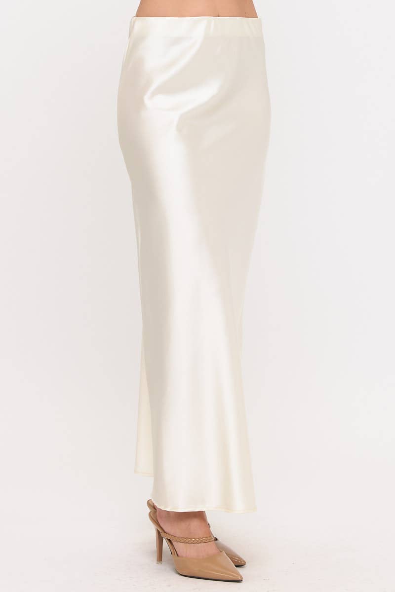 Light Butter Silky Satin Maxi Skirt