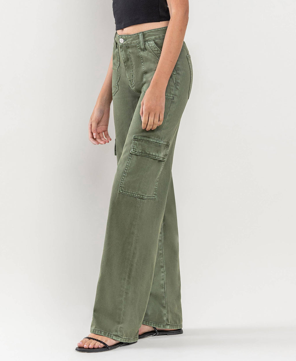 HIGH RISE UTILITY CARGO WIDE JEANS Vervet